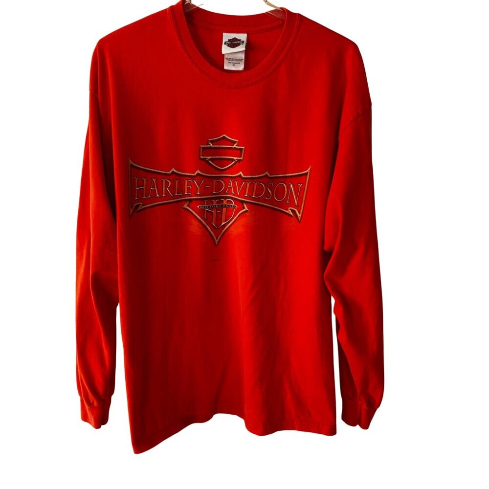 Harley-Davidson Orange Long Sleeve Graphic Shirt XL St. Louis MO Vintage - Picture 5 of 8